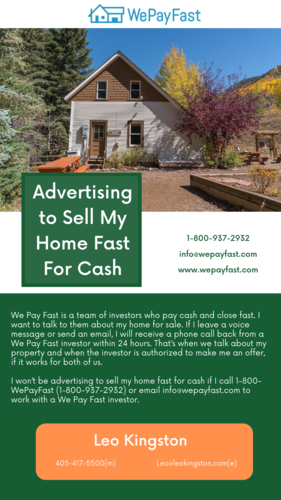 Advertising to Sell My Home Fast For Cash | We Pay Fast